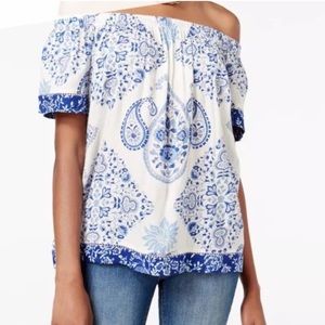 LUCKY BRAND bohemian off the shoulder top